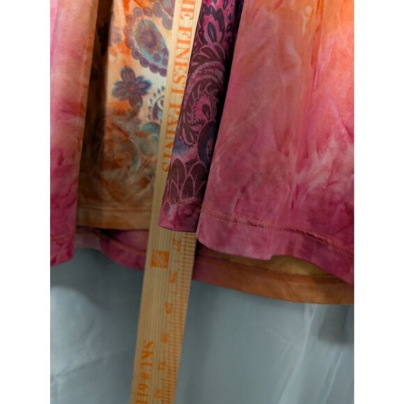 One World Womens Rainbow Tie-Dye Short Sleeve Blouse Boho Paisley Print Size L - Picture 6 of 6